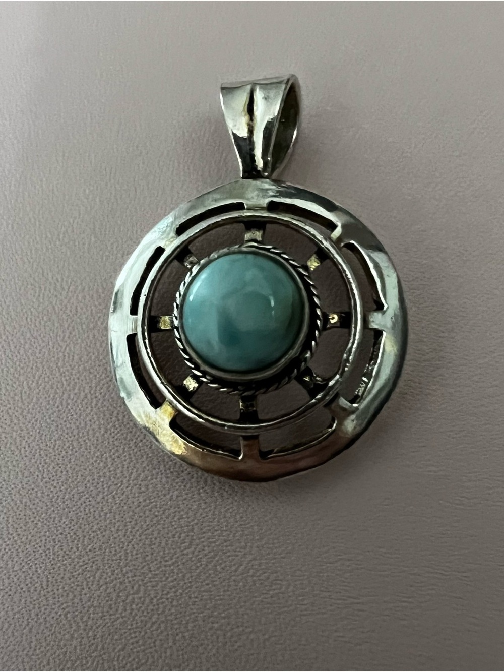 Silver Pendant Necklace with Larimar Stone. stamped 925. - Picture 2 of 7